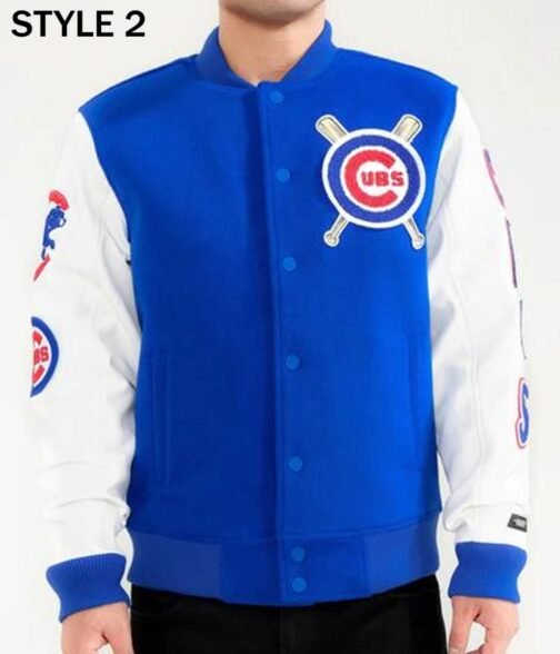 Varsity Chicago Cubs White and Royal Blue Jacket - Image 3