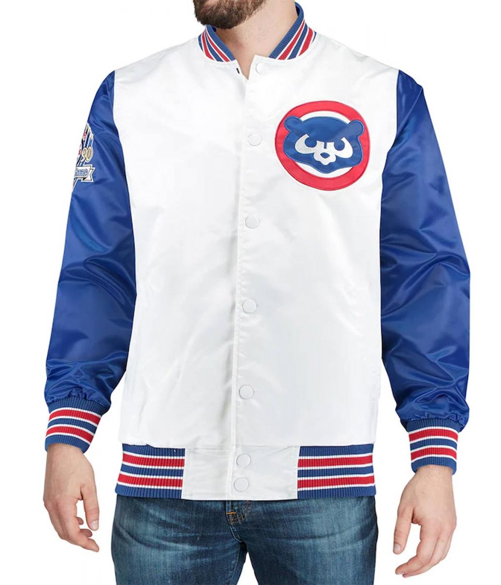 Varsity Chicago Cubs Satin Royal Blue and White Jacket - Image 3