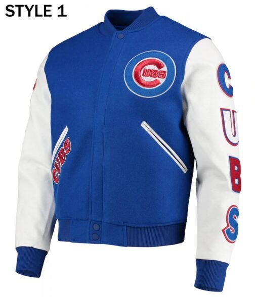 Varsity Chicago Cubs White and Royal Blue Jacket