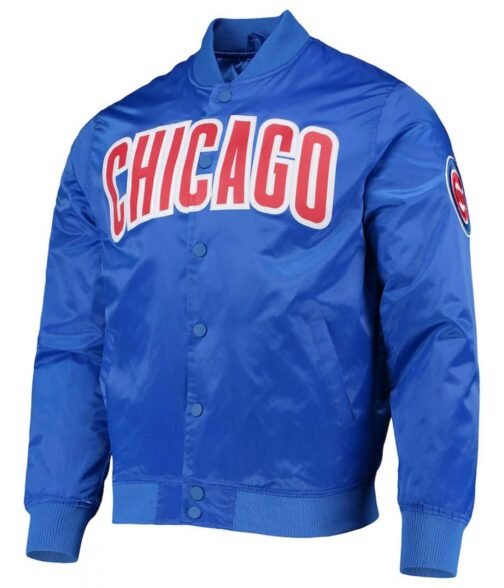 Chicago Cubs Wordmark Royal Blue Satin Jacket