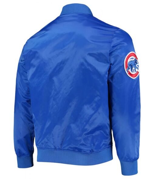 Chicago Cubs Wordmark Royal Blue Satin Jacket - Image 2