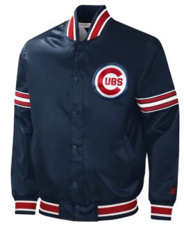 Chicago Cubs Slider Navy Varsity Satin Jacket