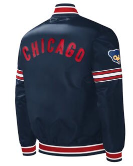 Chicago Cubs Slider Navy Varsity Satin Jacket