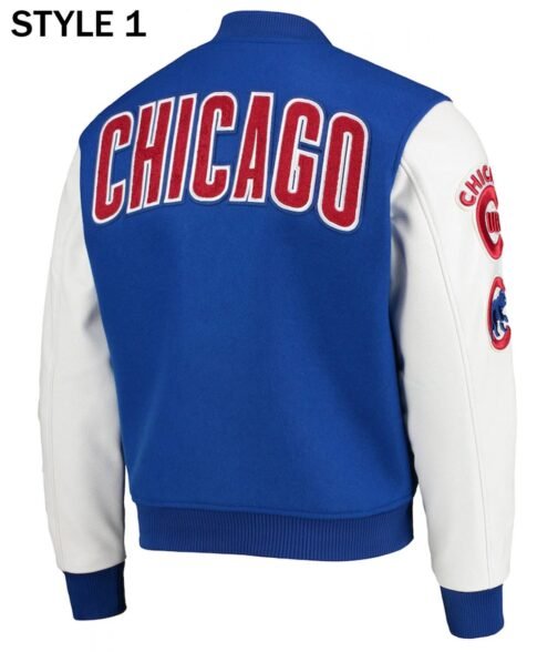 Varsity Chicago Cubs White and Royal Blue Jacket - Image 2