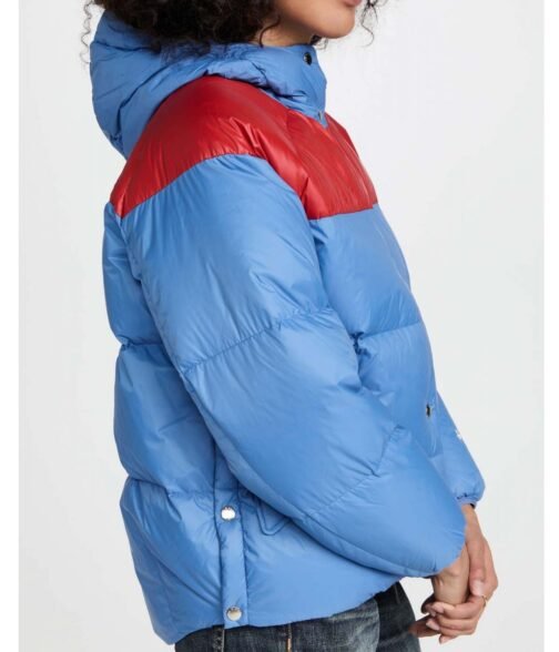 Chicago Fire Season 10 Kara Killmer Puffer Royal Blue Jacket - Image 5