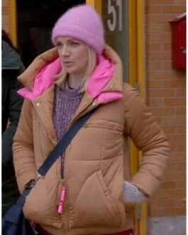 Kara Killmer Chicago Fire Season 10 Puffer Brown Hooded Jacket