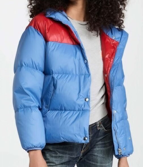 Chicago Fire Season 10 Kara Killmer Puffer Royal Blue Jacket - Image 4