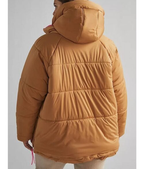 Kara Killmer Chicago Fire Season 10 Puffer Brown Hooded Jacket - Image 3