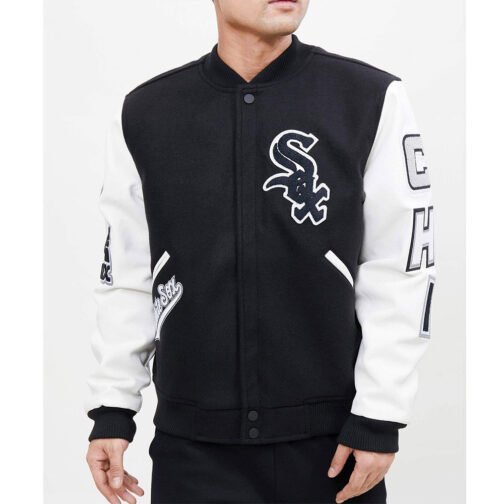 Chicago White Sox Letterman White/Black Jacket - Image 3