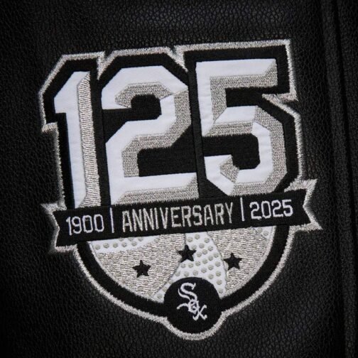 Chicago White Sox Black Out Vintage Logo Varsity Jacket - Image 3