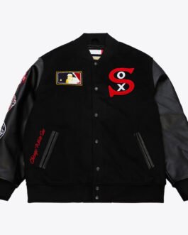 Chicago White Sox Black Out Vintage Logo Varsity Jacket