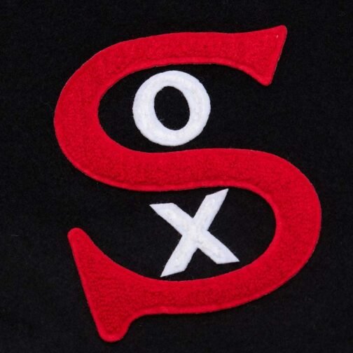 Chicago White Sox Black Out Vintage Logo Varsity Jacket - Image 6