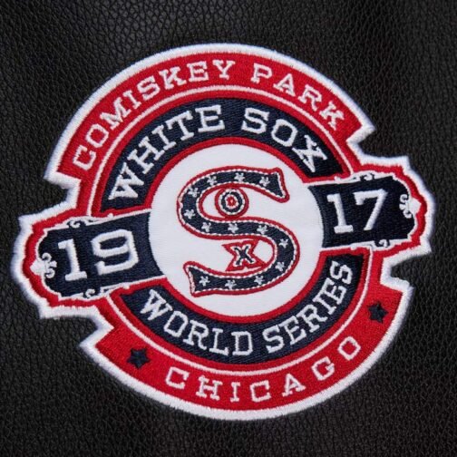 Chicago White Sox Black Out Vintage Logo Varsity Jacket - Image 8