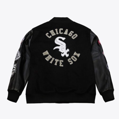 Chicago White Sox Black Out Vintage Logo Varsity Jacket - Image 2