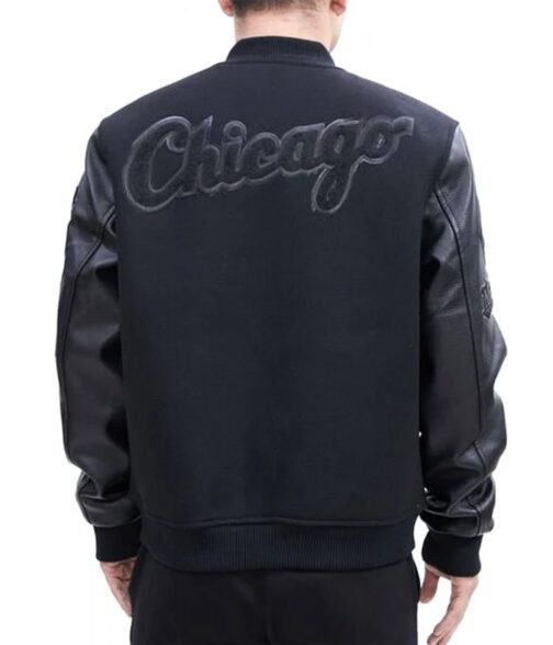 Black Chicago White Sox Letterman Varsity Jacket - Image 2