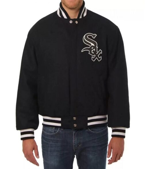 Letterman Chicago White Sox Black Wool Jacket