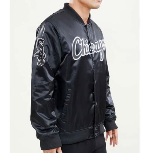Chicago White Sox Wordmark Bomber Satin Jacket - Image 6