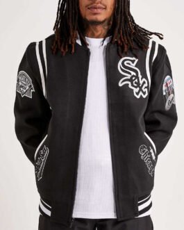 Chicago White Sox Comiskey Park Black Varsity Jacket