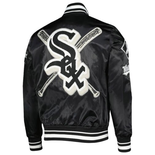 Mash Up Chicago White Sox Black Satin Jacket - Image 2