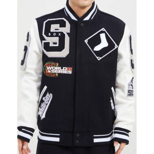 Chicago White Sox Mashup Varsity Black and White Jacket - Image 3