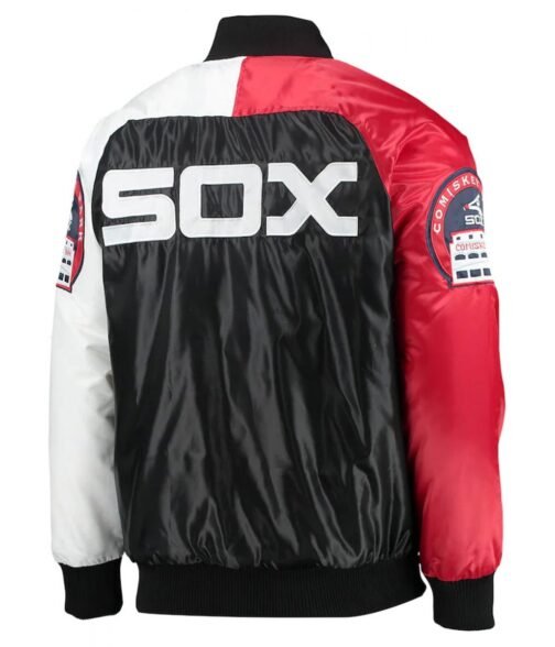 Chicago White Sox Navy Blue and Red Full-Snap Satin Jacket - Image 2
