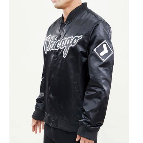 Chicago White Sox Wordmark Bomber Satin Jacket - Image 5