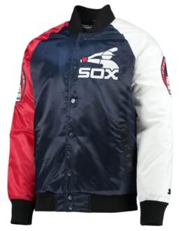 Chicago White Sox Navy Blue and Red Full-Snap Satin Jacket