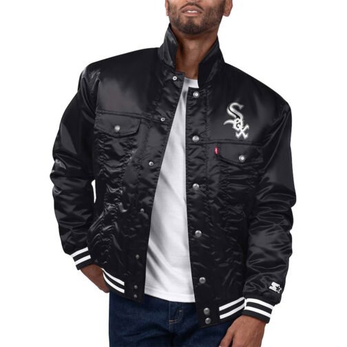 Chicago White Sox Black Silver Tab Trucker Jacket