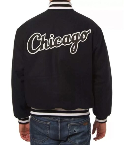 Letterman Chicago White Sox Black Wool Jacket - Image 2