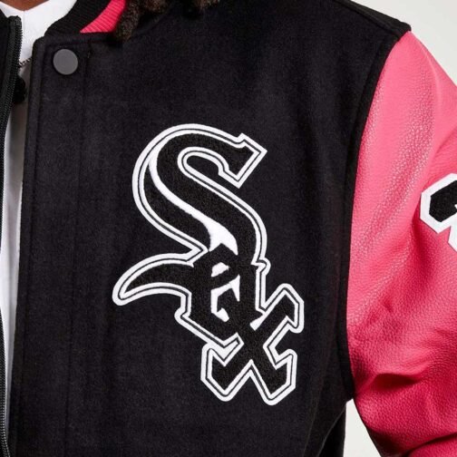 Chicago White Sox Varsity Pink and Black Jacket - Image 3