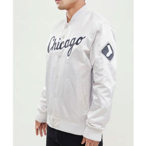 Chicago White Sox Wordmark Bomber Satin Jacket - Image 4