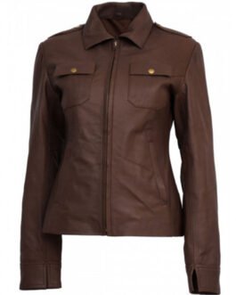 Chloe Price Cropped Brown Leather Jacket