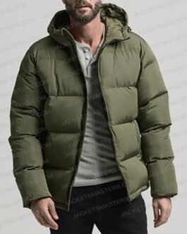 Limitless Chris Hemsworth Puffer Green Hooded Jacket