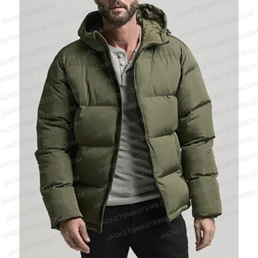 Limitless Chris Hemsworth Puffer Green Hooded Jacket