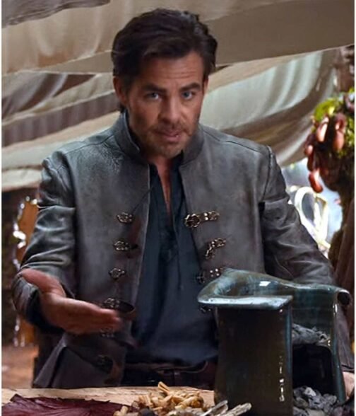 Chris Pine Dungeons & Dragons Honor Among Thieves Gray Leather Jacket - Image 7