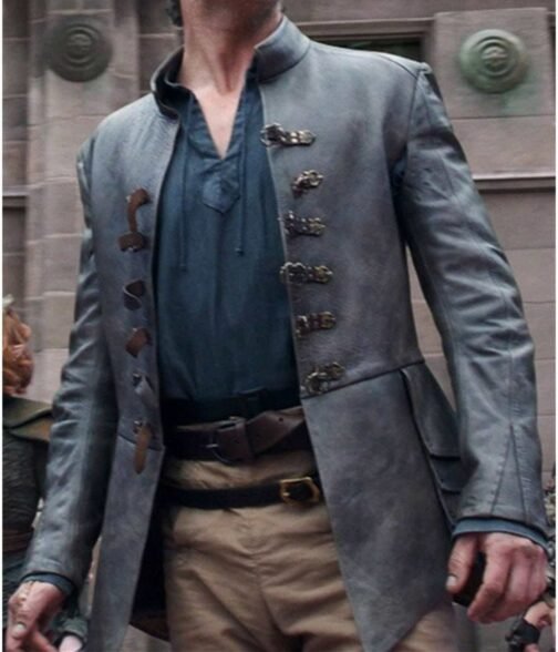 Chris Pine Dungeons & Dragons Honor Among Thieves Gray Leather Jacket - Image 9