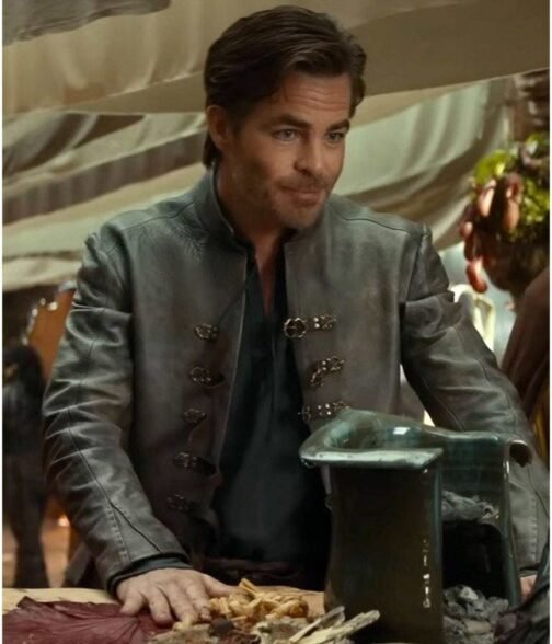 Chris Pine Dungeons & Dragons Honor Among Thieves Gray Leather Jacket - Image 10