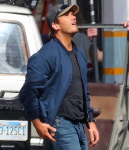 The Terminal List Chris Pratt Blue Bomber Jacket - Image 13