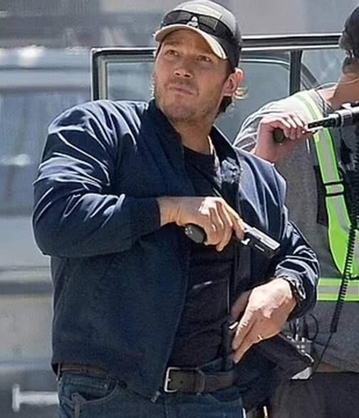 The Terminal List Chris Pratt Blue Bomber Jacket - Image 22