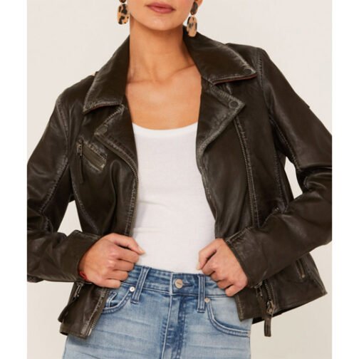 Women’s Christy Scatter Star Leather Jacket - Image 20