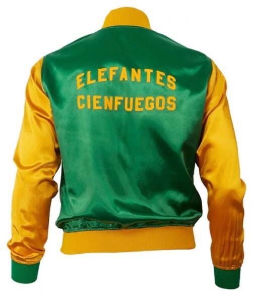 Color Block Cienfuegos Elefantes Yellow and Green Satin Jacket - Image 2