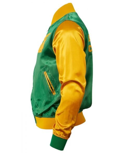 Color Block Cienfuegos Elefantes Yellow and Green Satin Jacket - Image 4