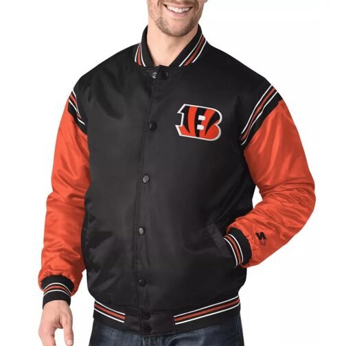 Cincinnati Bengals Enforcer Varsity Satin Jacket - Image 4