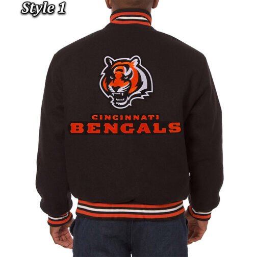 Cincinnati Bengals Black Varsity Wool Jacket - Image 3