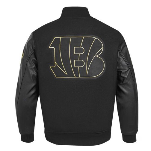 Cincinnati Bengals Full-Zip Black Varsity Jacket - Image 2