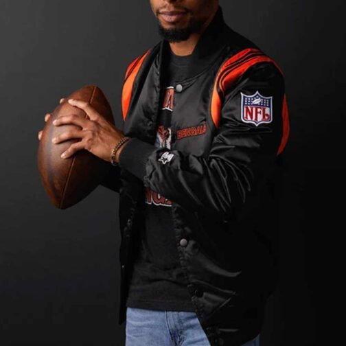 NFL Black/White Bengals Satin Jacket - Image 11