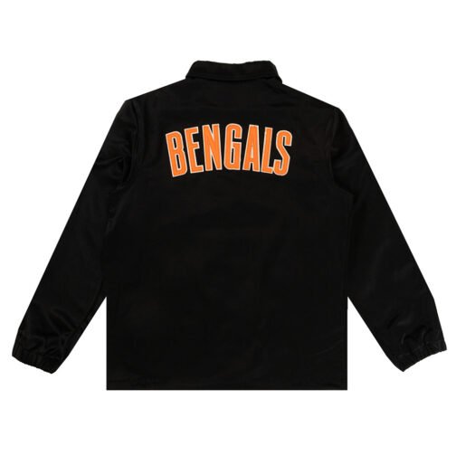 Full-Snap Black Satin Cincinnati Bengals Windbreaker - Image 2