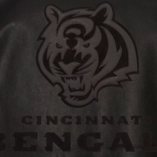Cincinnati Bengals Black Tonal Leather Jacket - Image 3