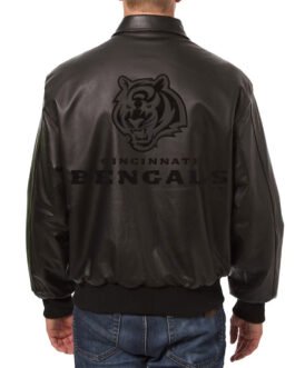 Cincinnati Bengals Black Tonal Leather Jacket