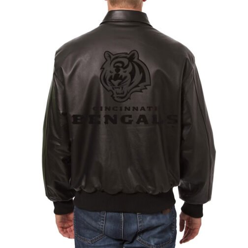 Cincinnati Bengals Black Tonal Leather Jacket - Image 2